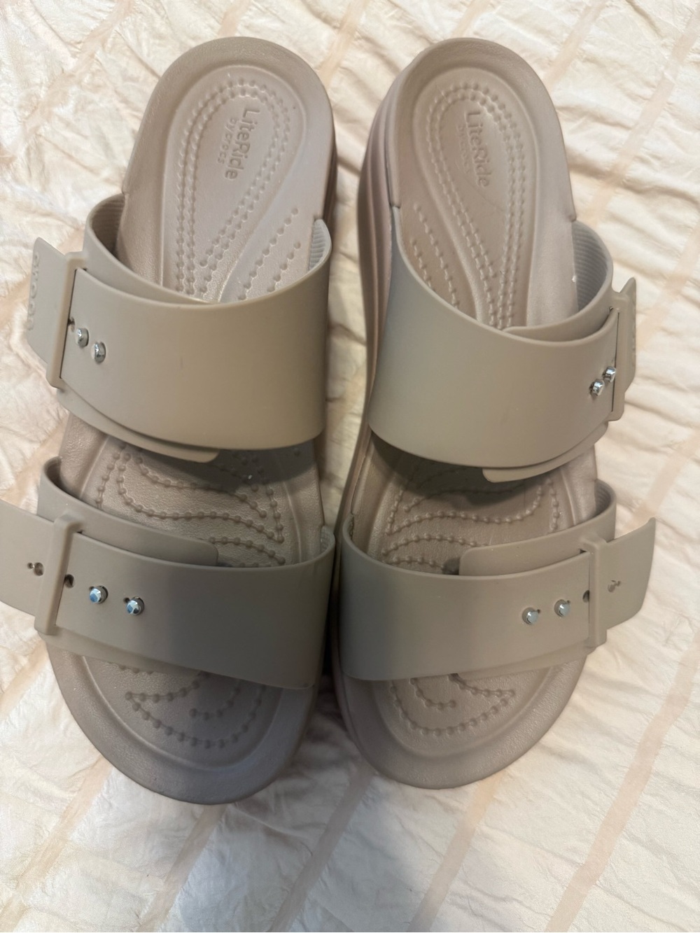 CROCS Women's Double Strap Slide Sandals - Beige